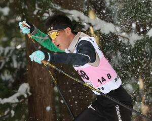 男子5キロフリー 2位だった岡田幸輝(中郷)=長野県野沢温泉村(写真映像部・菊池雪那)