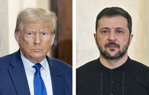 トランプ米大統領、ウクライナのゼレンスキー大統領(ともにゲッティ=共同)