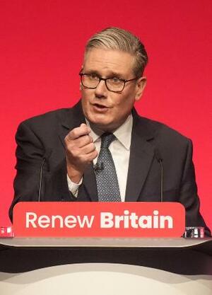 　英国のスターマー首相＝昨年９月、英リバプール（Ｄａｎｎｙ　Ｌａｗｓｏｎ／ＰＡ通信＝共同）