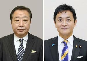 立憲民主党の野田佳彦代表、国民民主党の玉木雄一郎代表