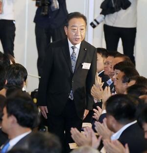立憲民主党の新代表に選出された野田佳彦氏=9月23日午後3時40分、東京都内のホテル