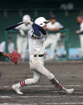 新発田農－開志学園　７回開志学園１死二、三塁、大野佑が２点適時三塁打を放ち９－３＝新発田市五十公野