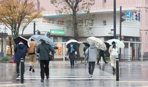 大雨が降り続いた新潟市内=11月28日、新潟市中央区