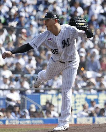 西武戦に先発し６回無失点で勝利したロッテ・田中＝ＺＯＺＯマリン