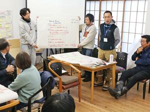 住民や移住者らが地域の魅力や資源の生かし方などを議論した「高柳みらい会議」＝柏崎市高柳町岡野町