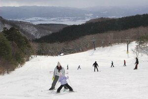 平スキー場で滑走を楽しむ来場者＝佐渡市金井新保