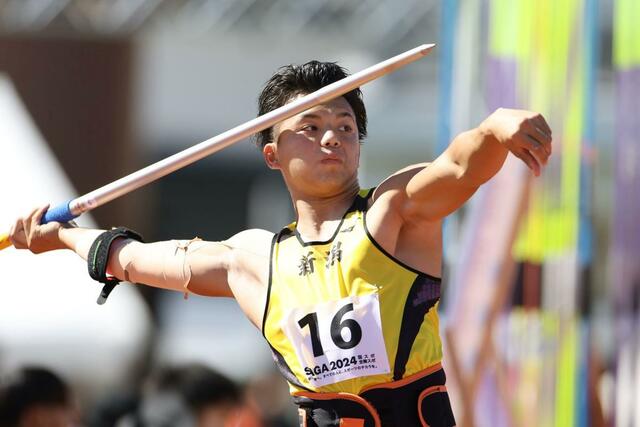 少年男子Ａやり投げ決勝　１５位の玉井雄飛（開志国際高）
