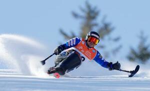 男子大回転座位で優勝した森井大輝=菅平高原パインビークスキー場