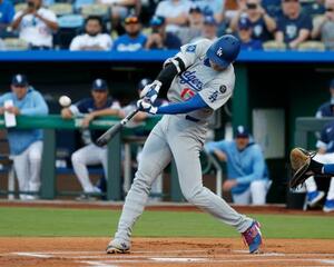 ロイヤルズ戦の1回、2試合連続本塁打となる29号ソロを放つドジャース・大谷=カンザスシティー(共同)