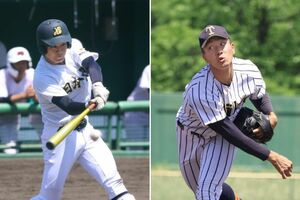 日本文理の小川翔大(左)と帝京長岡の茨木佑太