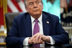 トランプ米大統領=5日、ワシントンのホワイトハウス(ゲッティ=共同)