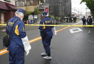 　高林輝行容疑者が男子高校生の頭をハンマーで殴り、けがを負わせた現場付近＝４月２９日、東京都福生市