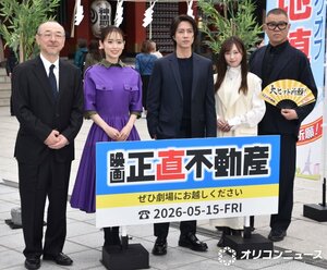 映画『正直不動産』キックオフ地鎮祭に参加した（左から）川村泰祐監督、泉里香、山下智久、福原遥、長谷川忍 （C）ORICON NewS inc.