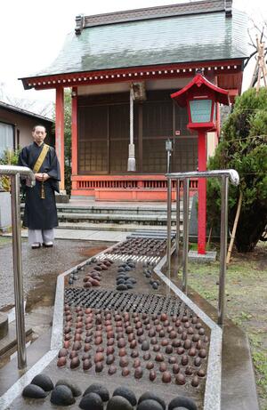 真善寺の境内にある「足ツボ増益寿命ロード」＝新潟市中央区沼垂東３
