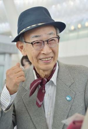 NPT再検討会議に向けて渡米する被団協事務局長の浜住治郎さん=24日午前、羽田空港