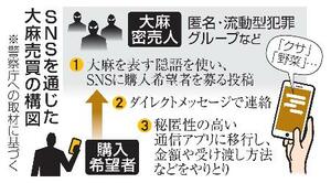 　ＳＮＳを通じた大麻売買の構図