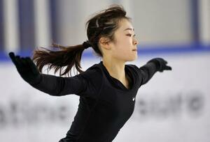 　練習を公開したフィギュアスケート女子の島田麻央＝京都府宇治市