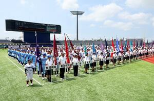 第107回全国高校野球選手権新潟大会の開会式=エコスタ