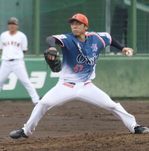 6回3失点でまとめた先発の笠原祥太郎=読売ジャイアンツ球場