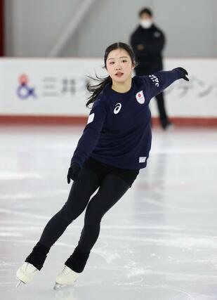 練習を公開した中井亜美＝千葉県船橋市