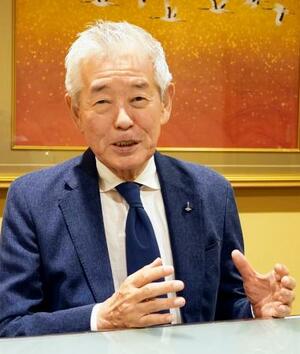 米国展開について語る獺祭の桜井博志会長(共同)