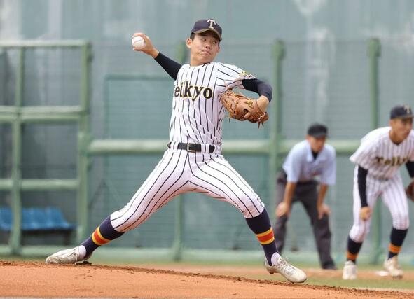 北信越高校野球決勝 都市大塩尻-帝京長岡 帝京長岡先発の小林=富山市民球場