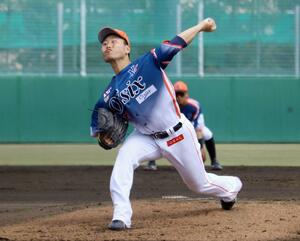 先発した牧野憲伸＝ロッテ浦和球場