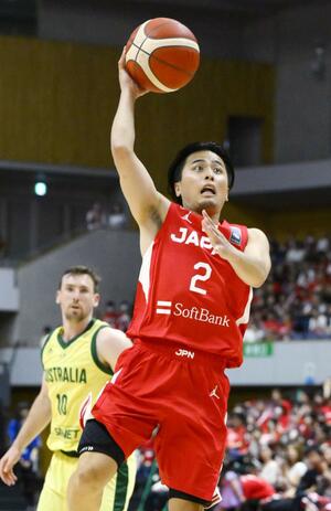 日本-オーストラリア 第3クオーター、シュートを決める富樫=北海きたえーる