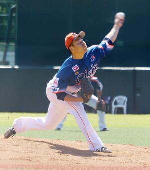 ８回３失点の先発牧野憲伸＝ヤクルト戸田球場