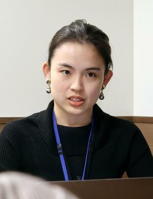 　「ジャパン・ネクサス・インテリジェンス（ＪＮＩ）」の竜口七彩さん＝２０２５年、東京都内