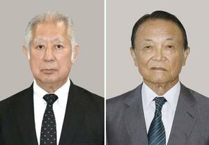 　森英介氏（左）、麻生太郎氏