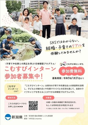 「こむすびインターン」の参加者を募集するチラシ