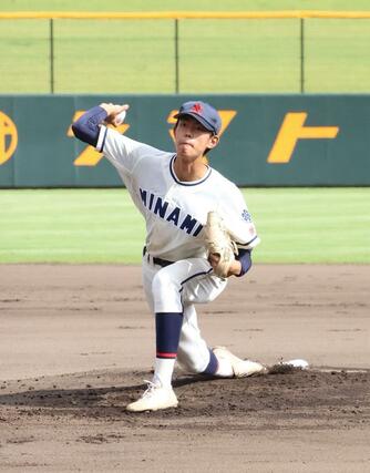 新津工－新潟南　先発した新潟南の星野良太＝三条市パールスタ