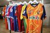 ビーズインターナショナルが手がけた、サッカー「WEリーグ」のユニホーム=4月、東京都目黒区