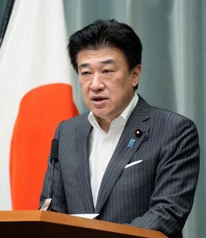 記者会見する木原官房長官=8日午前、首相官邸