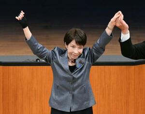 石川県知事選の応援演説に入った高市首相=28日午後、金沢市