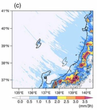 佐渡をより沖合（北西）に移動させた場合のシミュレーション結果（日下教授らの論文から抜粋）