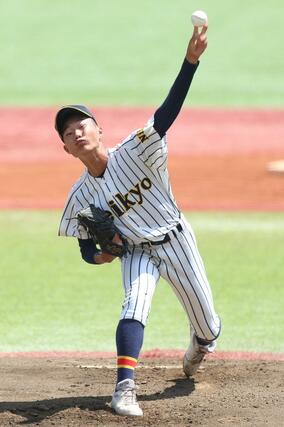 新潟産大付-帝京長岡 帝京長岡先発の工藤壱朗=7月24日、新潟市中央区長潟のハードオフ・エコスタジアム