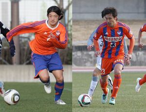 アルビレックス新潟時代の西大伍（左）、山本康裕