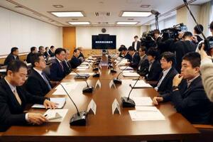 大規模火災の被災者支援強化などに向けて大分県が開いた会合=28日午前、大分県庁