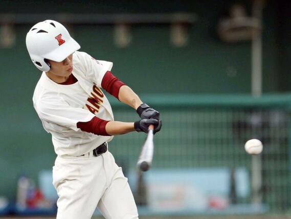 加茂－敬和学園　１回加茂無死三塁、小柳舜が適時打を放ち２－１＝新発田市五十公野