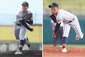 （左から）日本文理の染谷崇史、帝京長岡の工藤壱朗