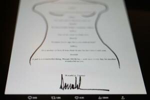 トランプ米大統領が富豪エプスタイン氏に送ったとされる手紙(@OversightDems/X提供、AP=共同)