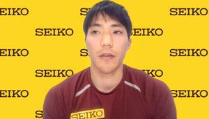 　オンラインで取材に応じる陸上男子の山縣亮太＝３０日