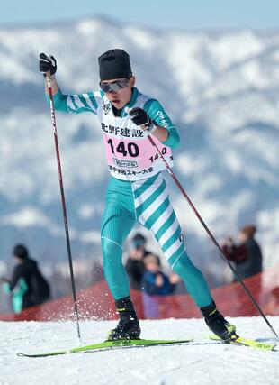 男子５キロフリー　３位に入った我田平（塩沢）＝長野県野沢温泉村