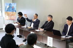 第４回新潟国際アニメーション映画祭の詳細が発表された記者会見＝１９日、県庁