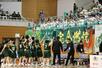 女子決勝 東京学館-新潟産大付 初優勝を果たし、喜ぶ新潟産大付の選手たち=新潟市東総合スポーツセンター(写真映像部・大橋奎介)