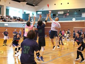 新潟県スポーツ・レクリエーション大会の一環で開かれた「インディアカ」の新潟県大会=柏崎市総合体育館