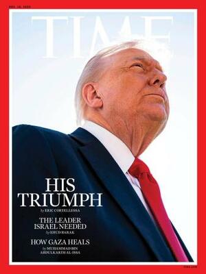 米タイム誌の表紙に掲載されたトランプ大統領の写真(同誌の公式Xから、共同)