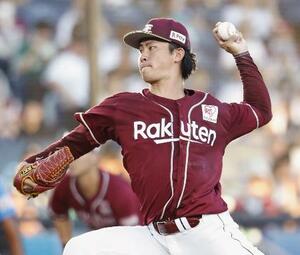ロッテ戦に先発した楽天・古謝=ZOZOマリン